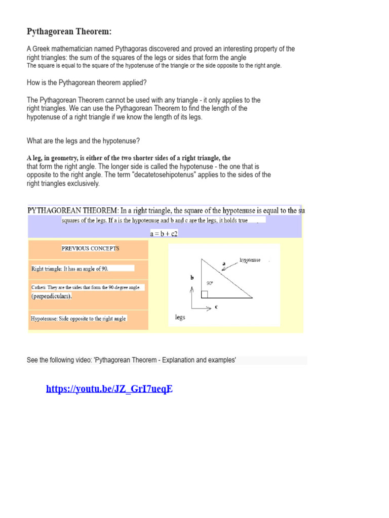 Understanding the Pythagorean Theorem | PDF
