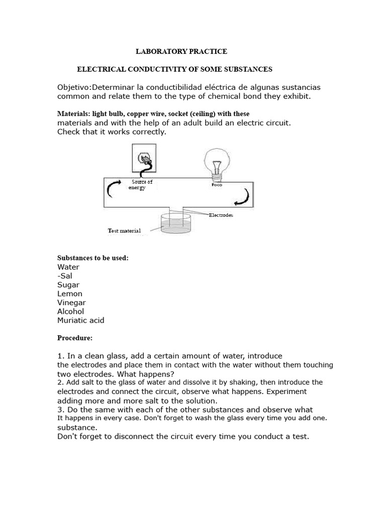 Electrical Conductivity Lab Experiment | PDF