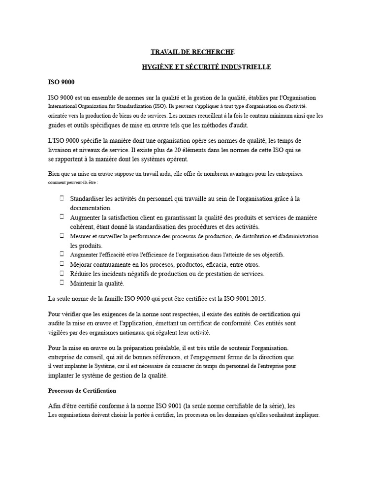 Normes ISO 9000 et OHSAS 18001 expliquées | PDF | Management de la ...