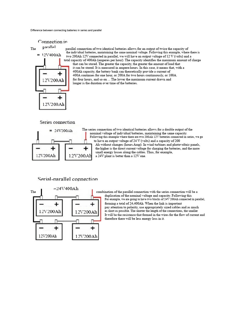 Series vs Parallel Battery Connections | PDF | Series And Parallel ...