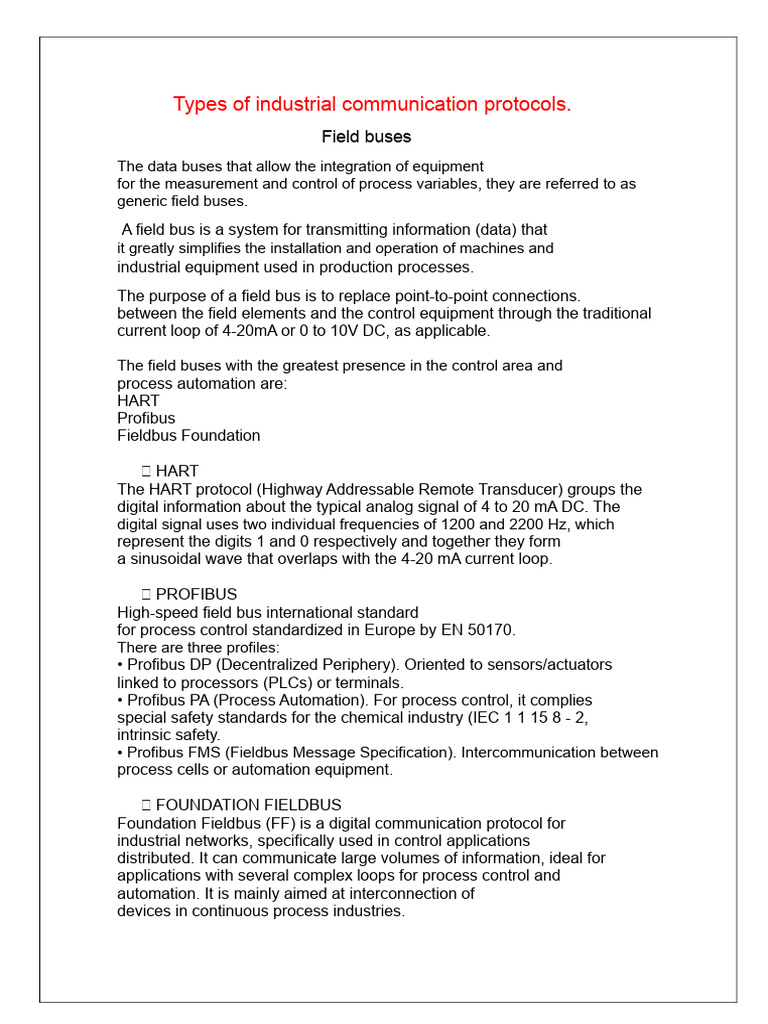 Industrial Communication Protocols Overview | PDF | Computing ...