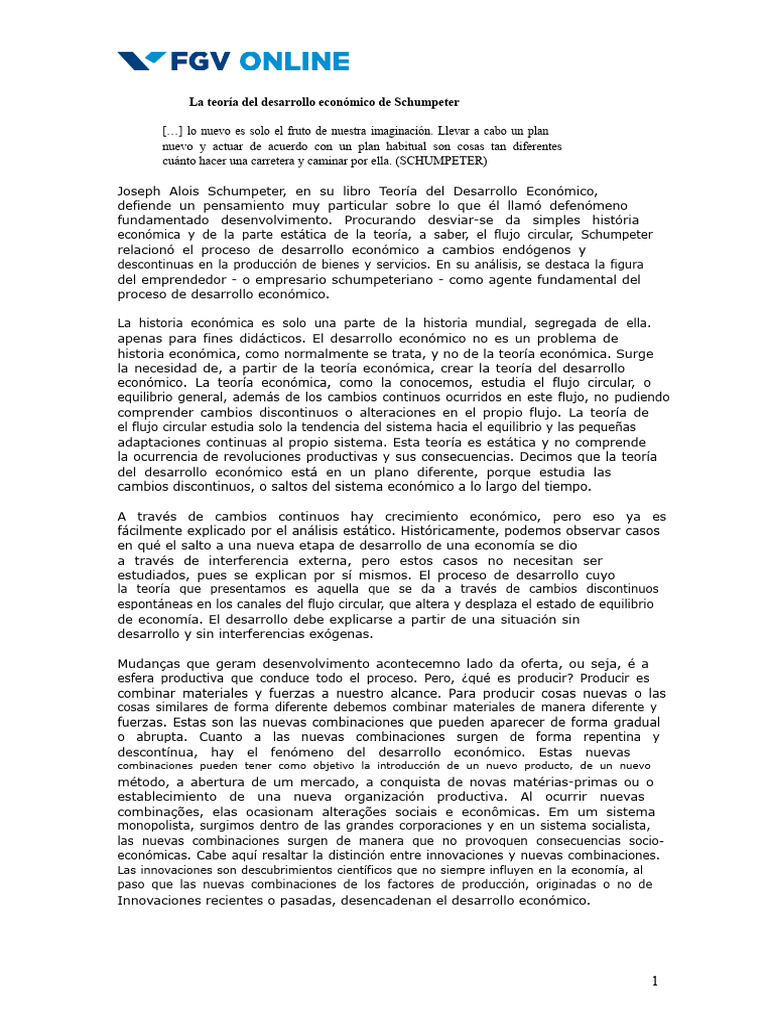 La Teoría Del Desarrollo Económico | PDF | Iniciativa empresarial ...