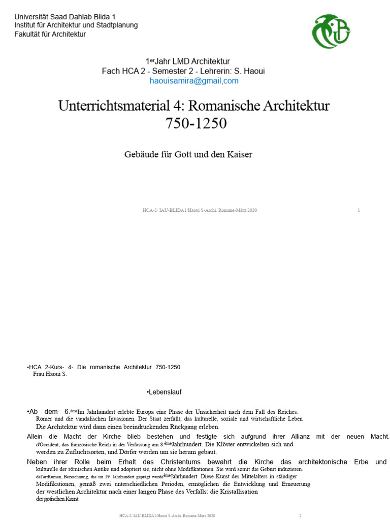 Kurs 4 - Die Romanische Architektur | PDF