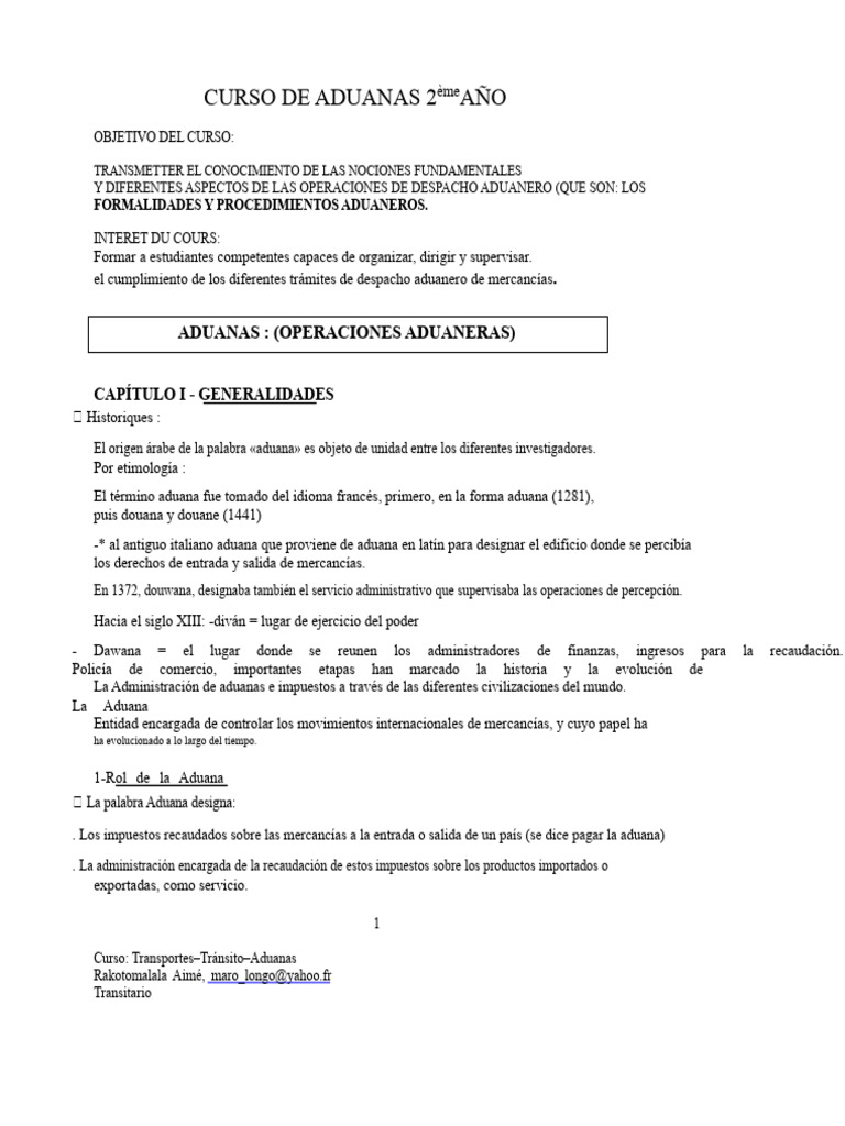 Curso de Aduanas: Fundamentos y Procedimientos | PDF | aduana | Economias