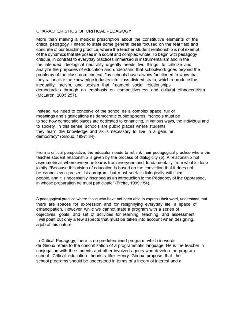 Understanding Critical Pedagogy Principles | PDF | Pedagogy | Knowledge