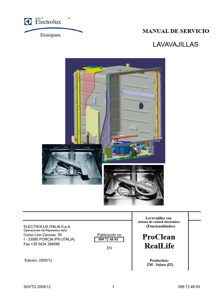 Manual de Servicio Lavavajillas Electrolux | PDF | Poder (Física ...