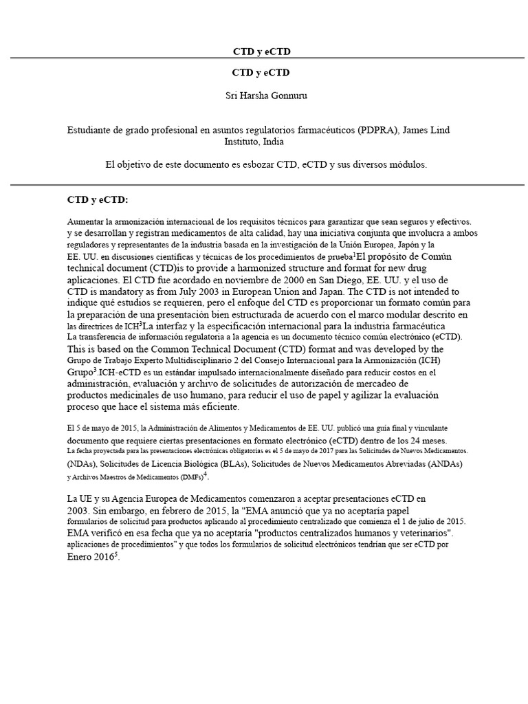 Guía sobre CTD y eCTD en farmacéutica | PDF | Farmacología | Ciencias ...