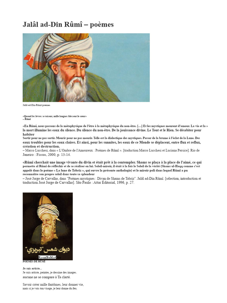 Poèmes mystiques de Jalâl ad-Din Rûmî | PDF | Djalâl ad-Dîn Rûmî