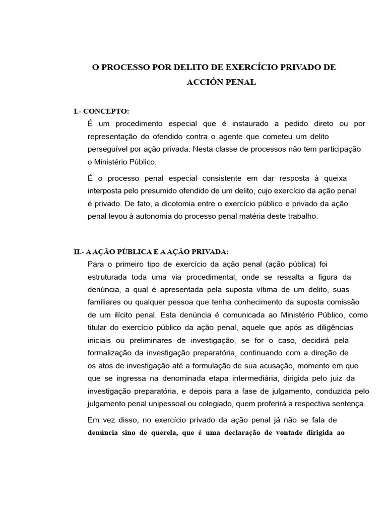 Processo Penal: Ação Privada e Queixa | PDF | Sentença (jurídico) | Crimes