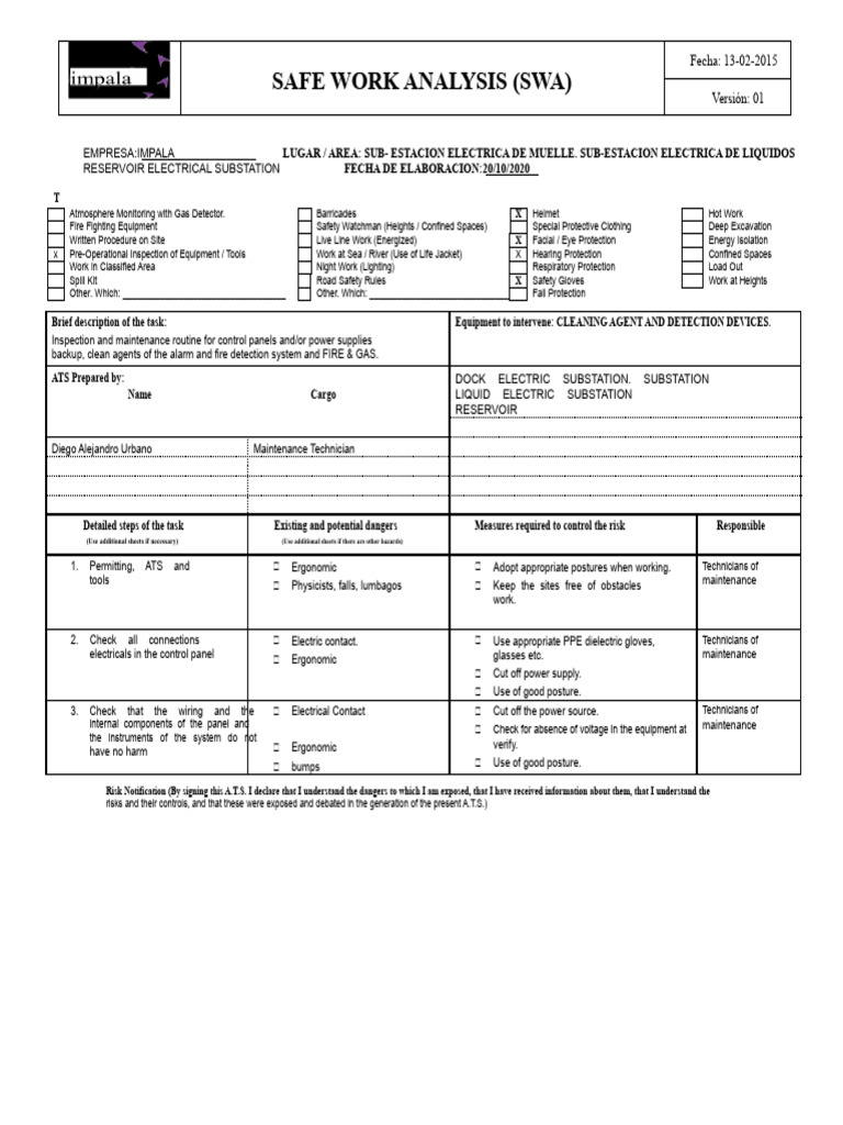 Safe Work Analysis for Electric Substation | PDF | Personal Protective ...