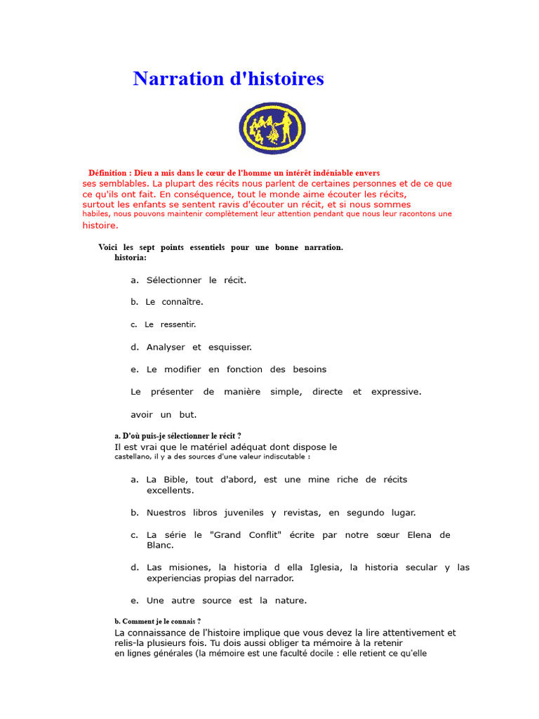 Techniques de narration d'histoires | PDF | Récit | Moïse