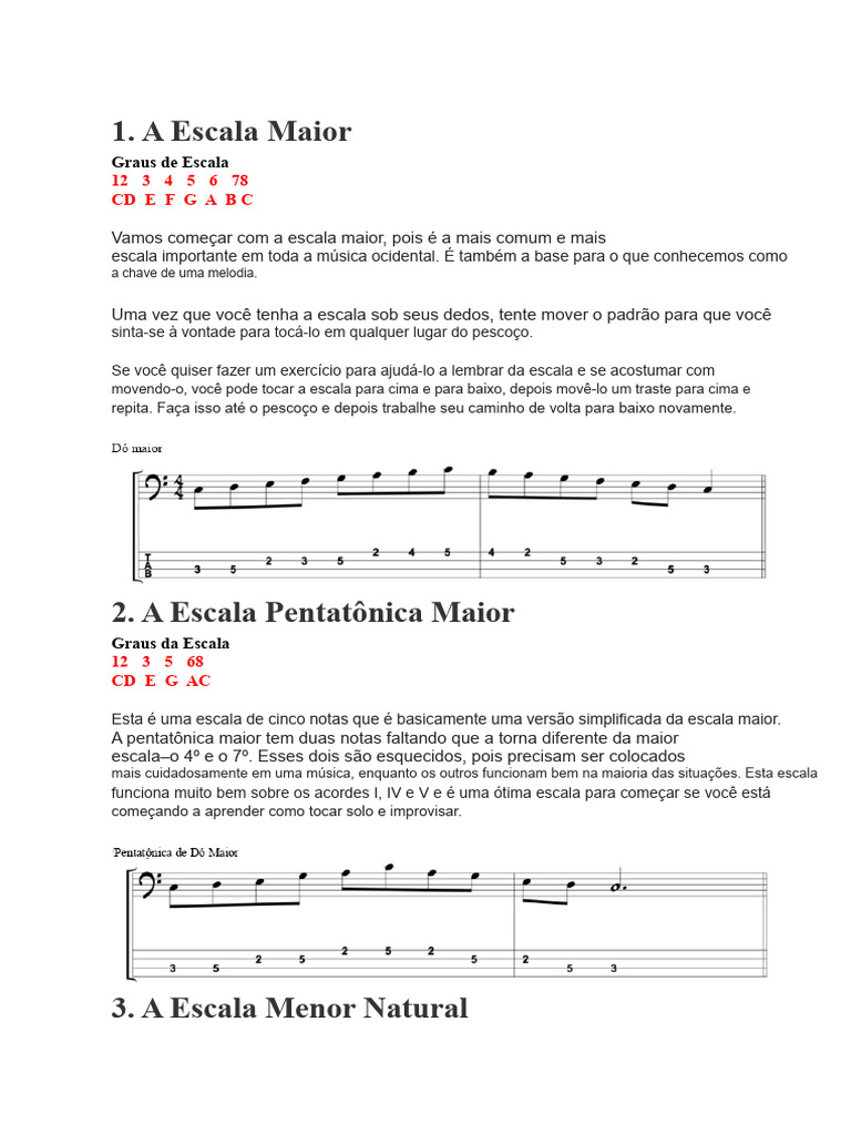 Tipos de Escalas Musicais Essenciais | PDF | Escala (música) | Escala menor