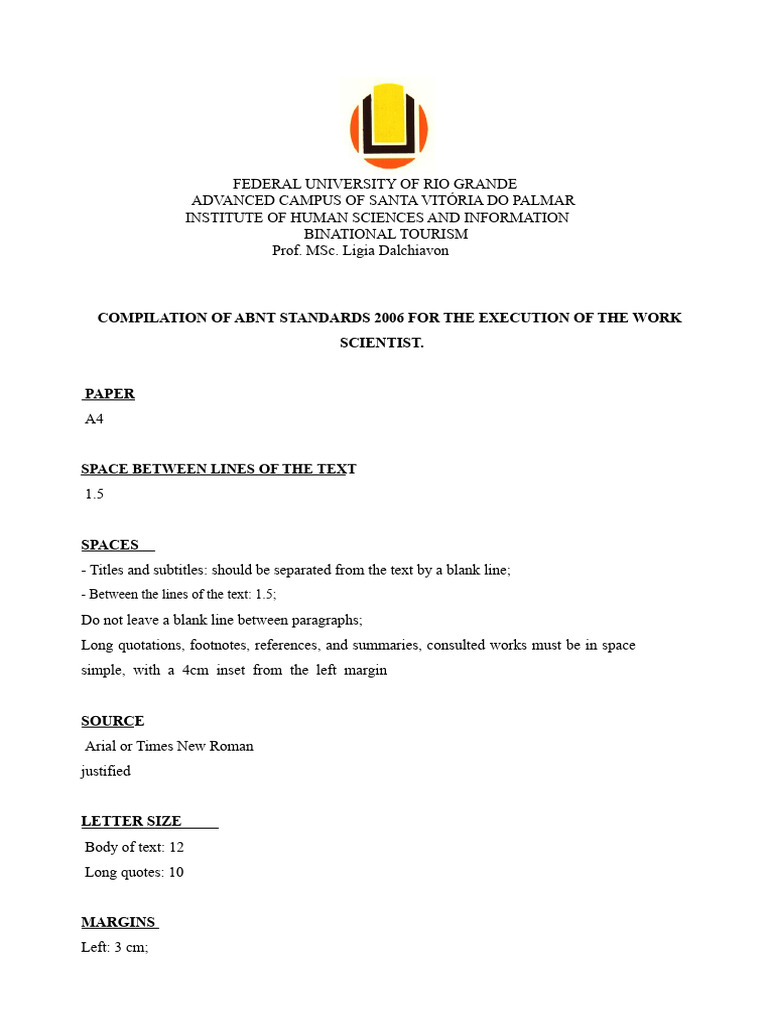ABNT Standards for Scientific Work | PDF | Letter Case | Writing