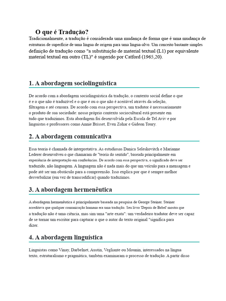Tipos e Abordagens da Tradução | PDF | Traduções | Linguística