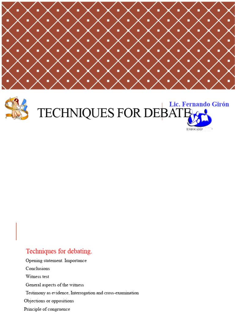 Techniques For Public Defense Debate in Criminal Matters Guatemala ...