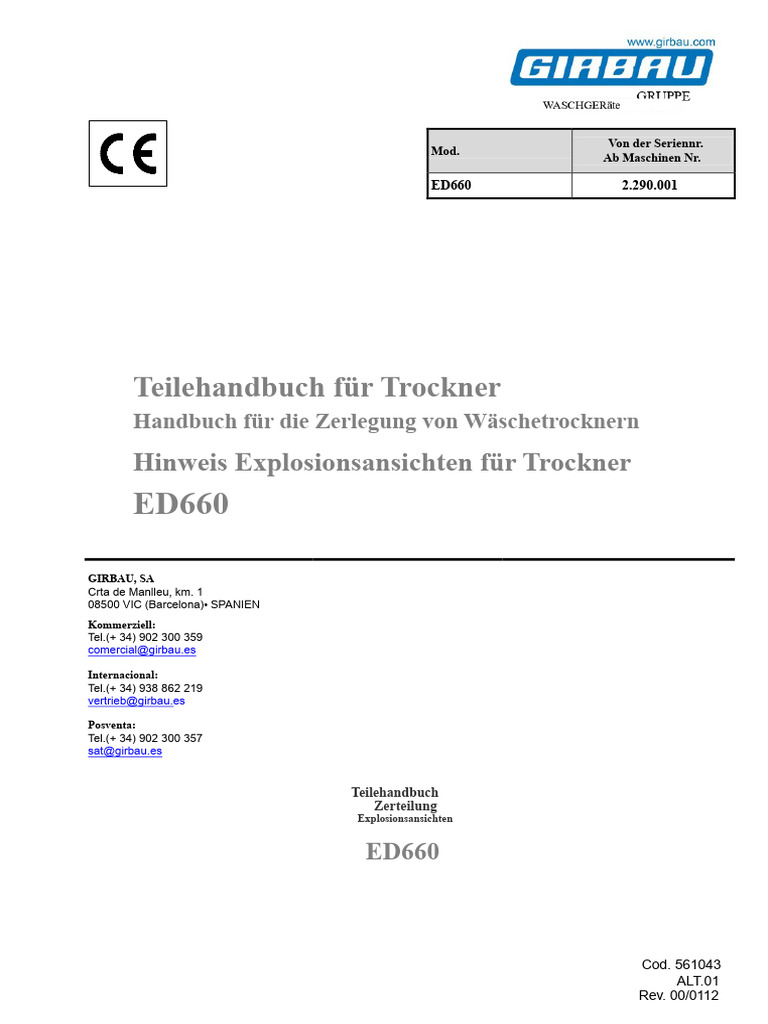 Girbau Ed660 561043 Alt01 Rev00 | PDF