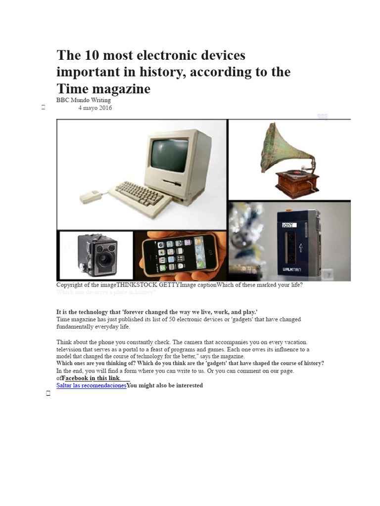 Top 10 Most Influential Electronic Devices | PDF | Sony | Computing