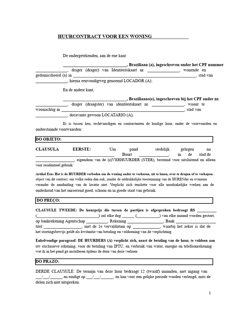 MODEL Huurovereenkomst 01 | PDF