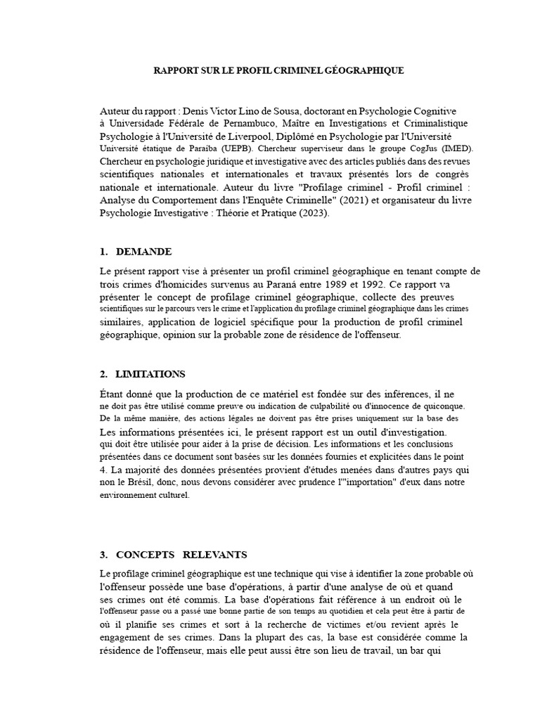 Profilage criminel géographique au Paraná | PDF | Crimes | Crime et ...