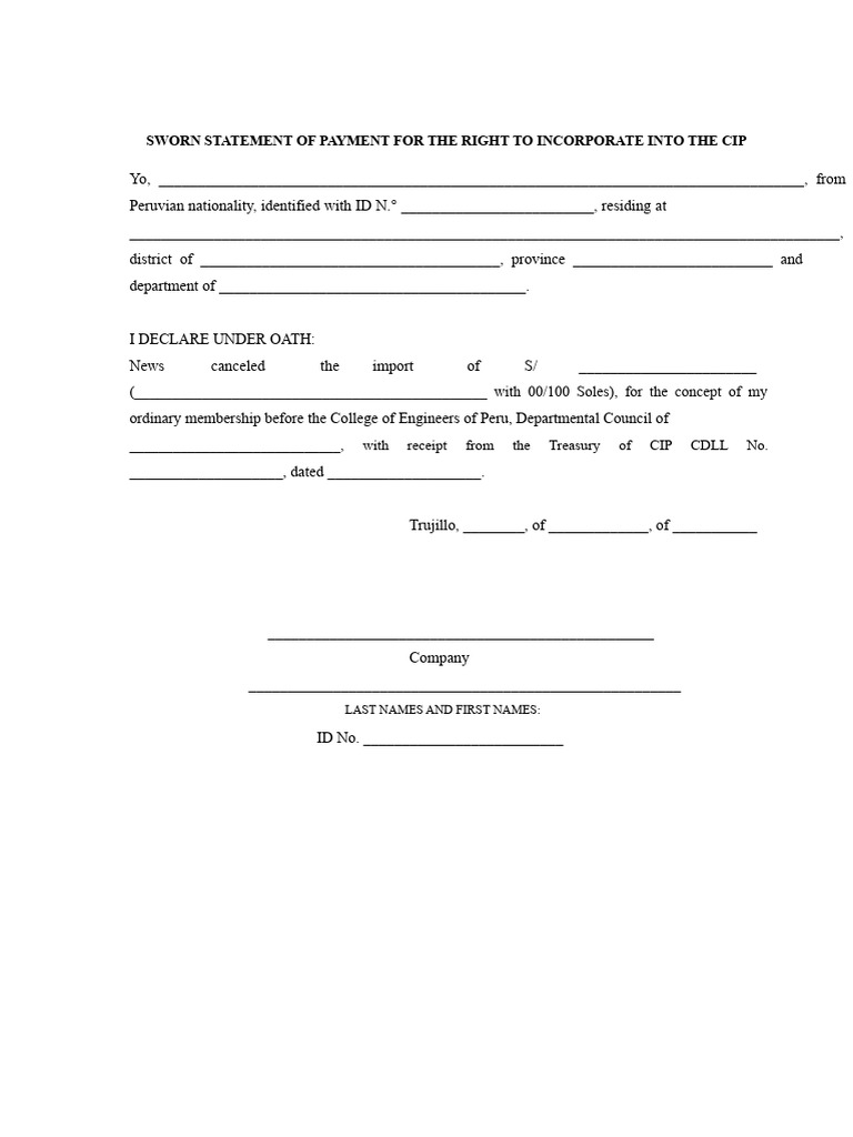 Affidavit of Payment For The Right of Incorporation To The Cip | PDF