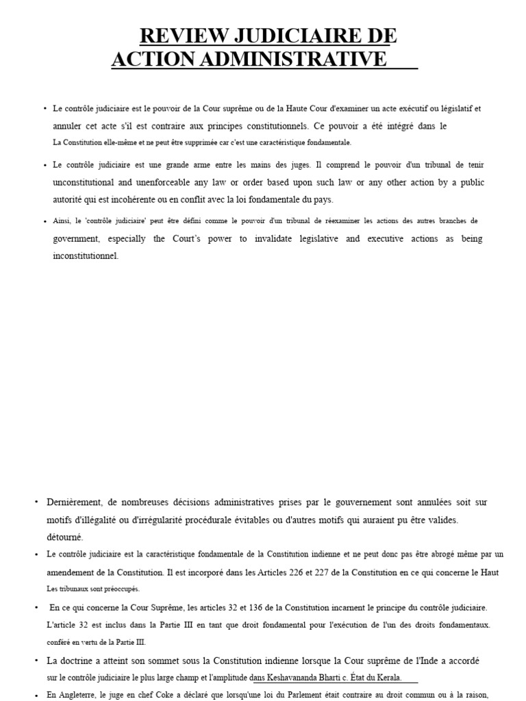 Contrôle judiciaire de l'action administrative | PDF | Habeas corpus | Loi