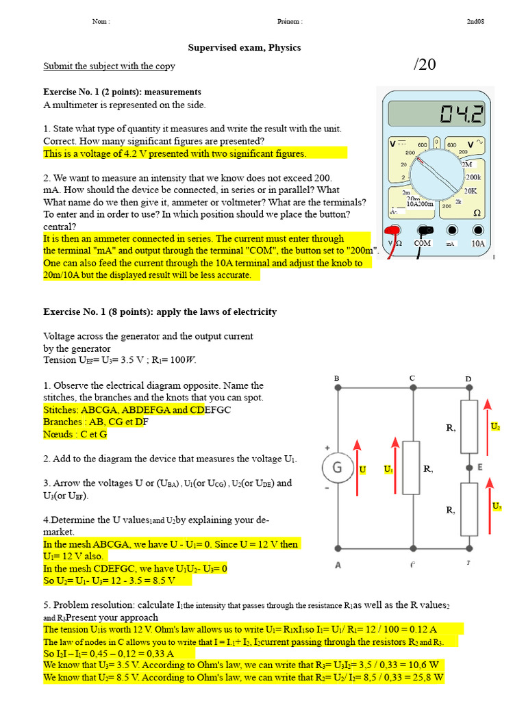 01 DS Second 2020 21 Correction | PDF | Electricity | Computer Engineering
