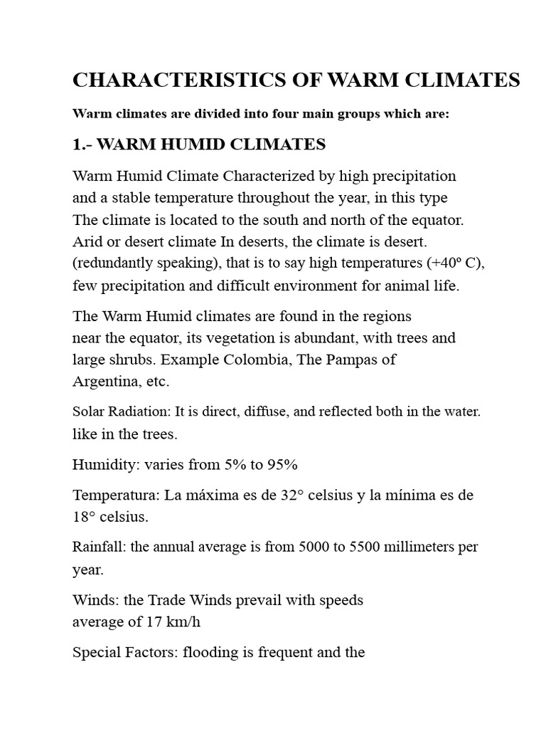 Types of Warm Climates Explained | PDF | Temperate Climate | Subtropics