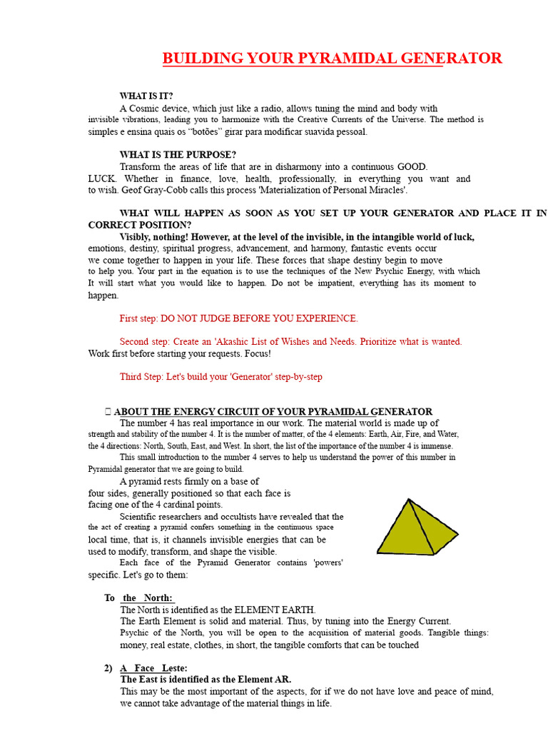 Build Your Pyramidal Generator Guide | PDF | Love | Mind