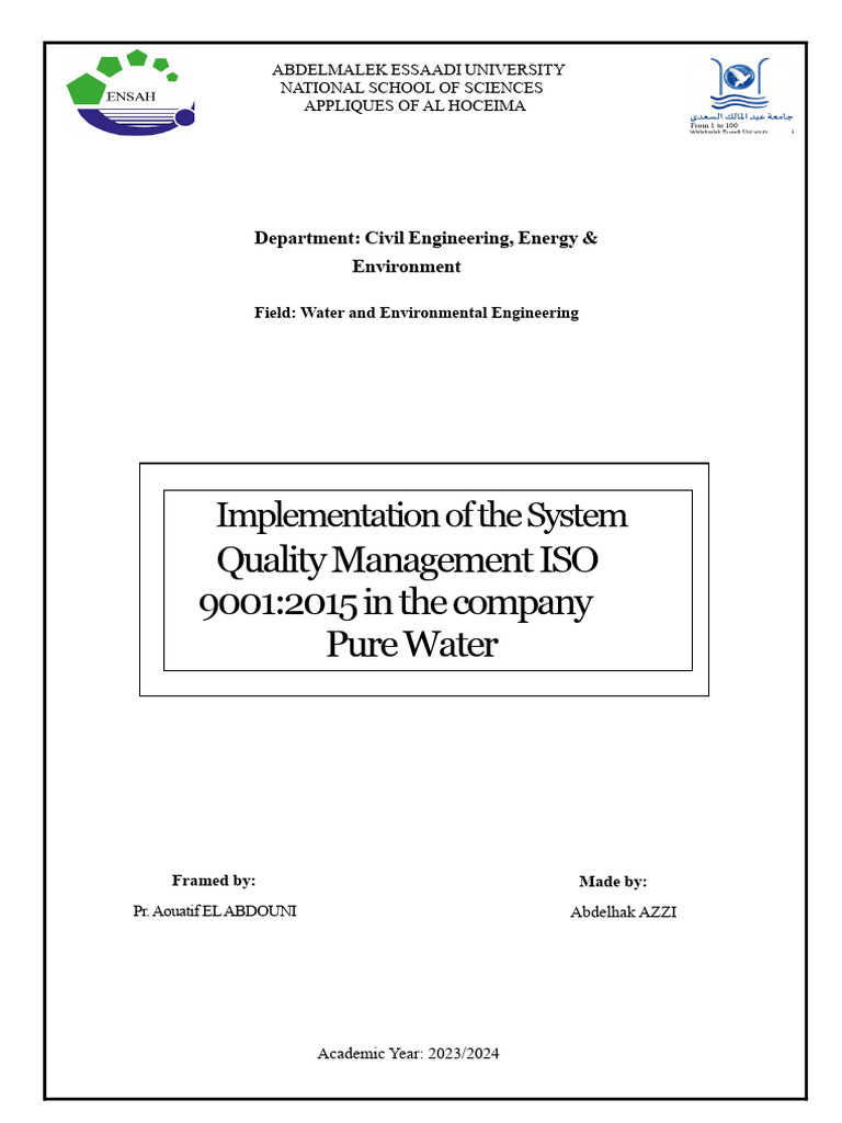 Implementation of The Quality Management System ISO 9001:2015 in The ...