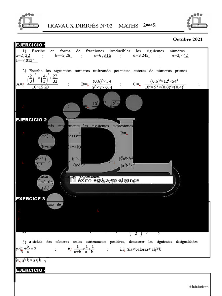 Ejercicios de Matemáticas para 2º de Secundaria | PDF