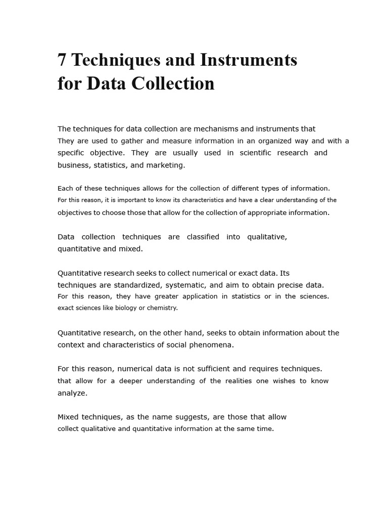 Data Collection Techniques Explained | PDF | Quantitative Research ...