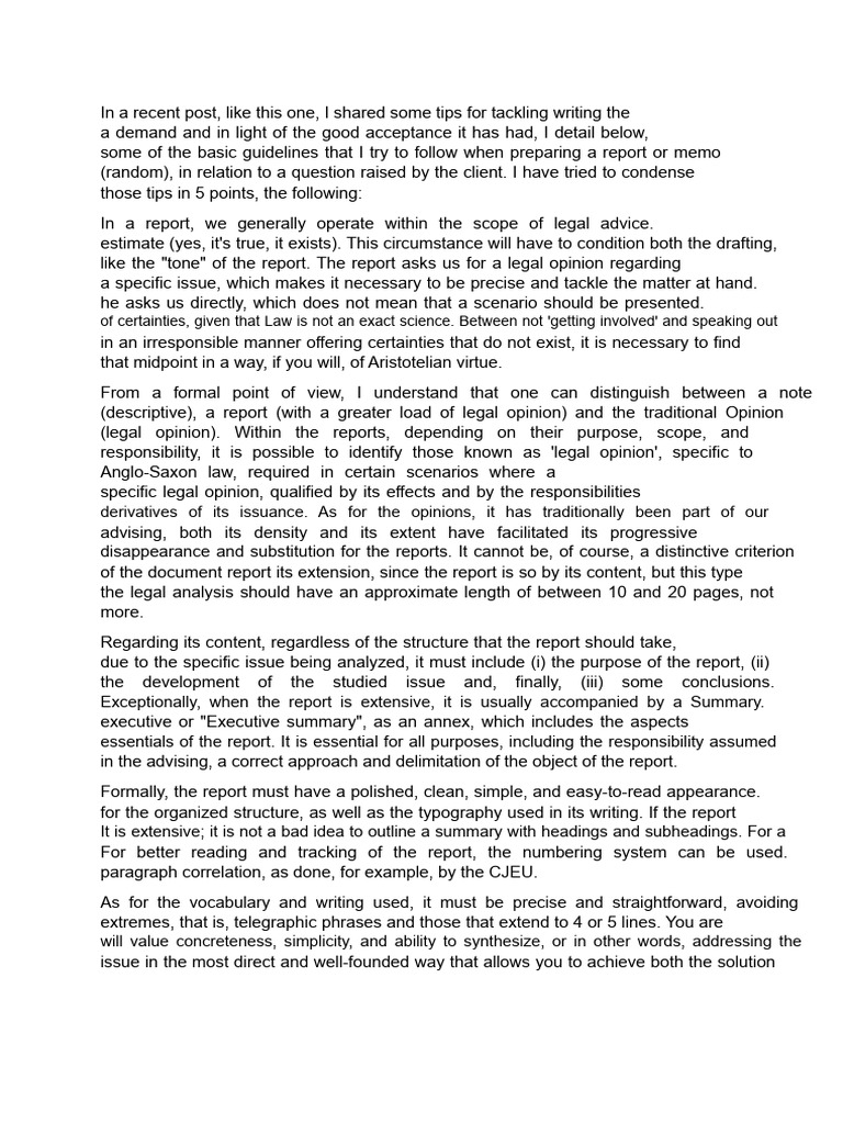 Guidelines for Writing Legal Reports | PDF | Cognition