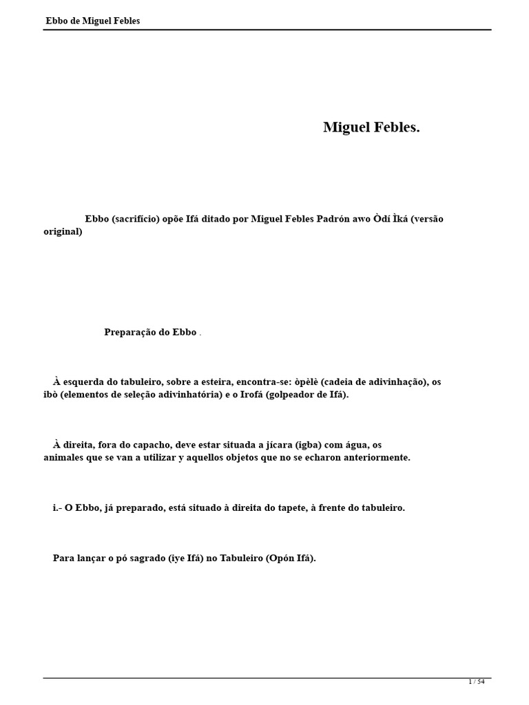 Preparação do Ebbo em Ifá | PDF