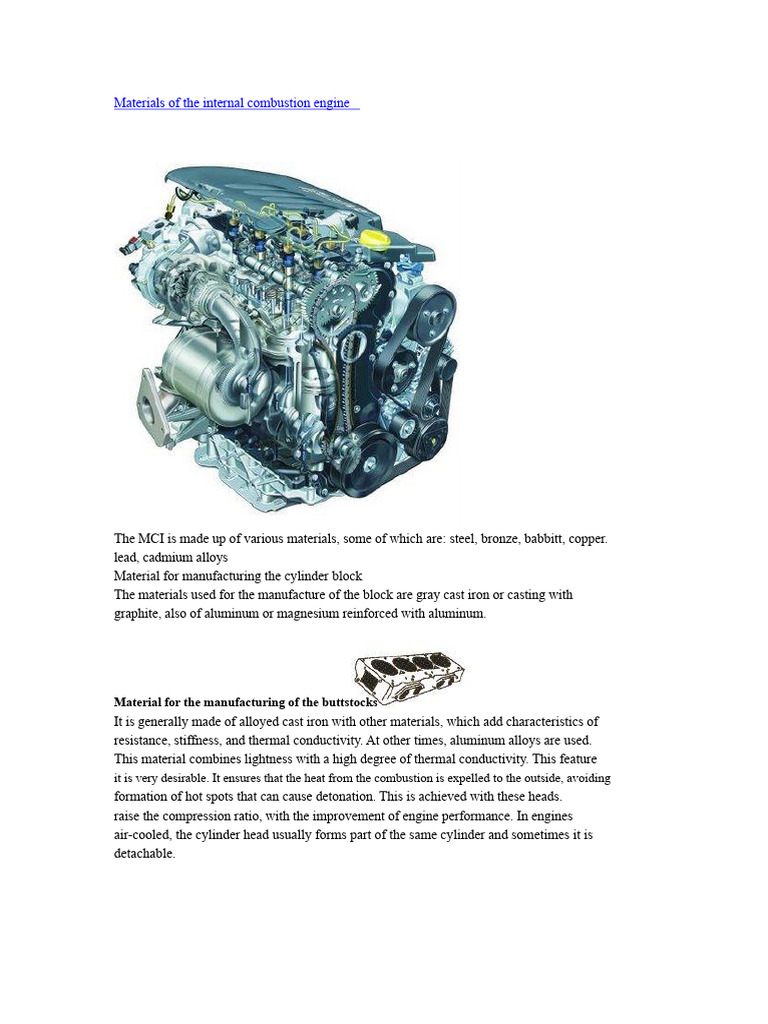 Internal Combustion Engine Materials | PDF | Carburetor | Internal ...