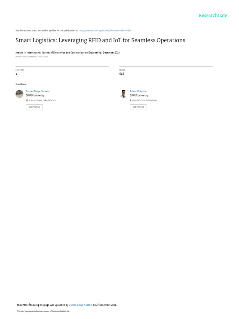 Smart Logistics: RFID & IoT Integration | PDF | Internet Of Things ...