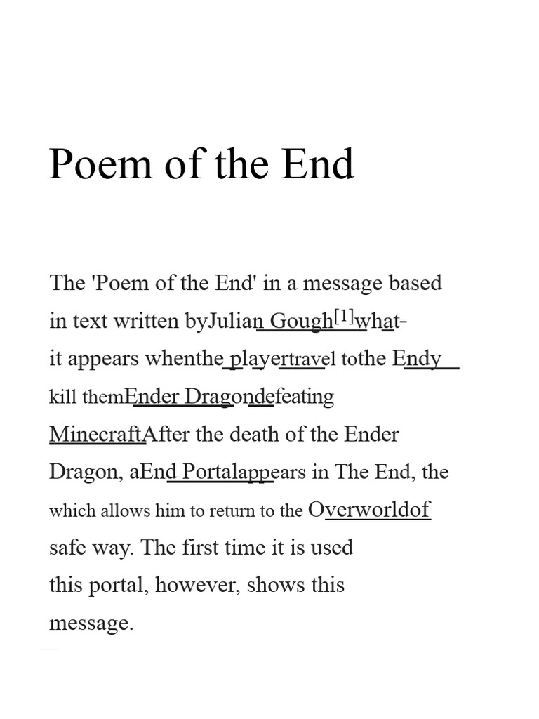 Minecraft End Poem Explained | PDF