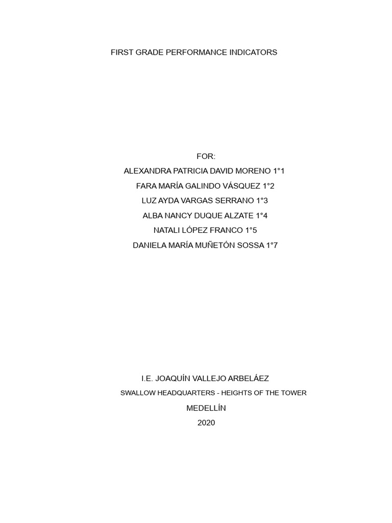 Performance Indicators First Grade | PDF | Value (Ethics) | Attitude ...