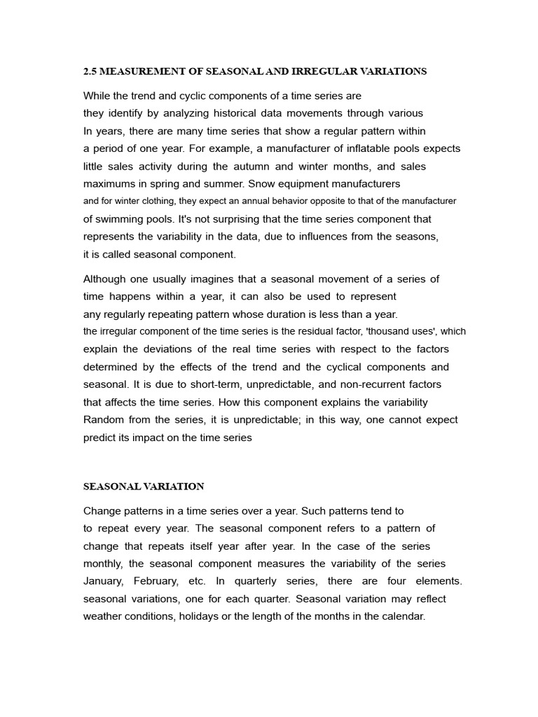2.5 Measurement of Seasonal and Irregular Variations | PDF ...