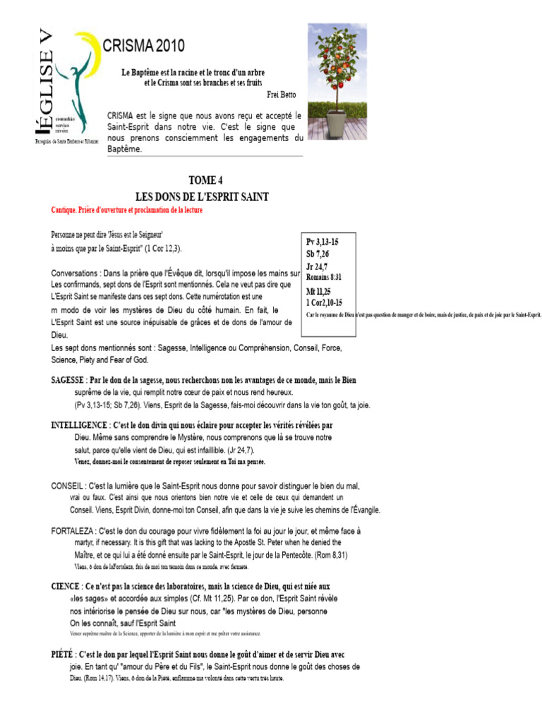 Dons de l'Esprit Saint et Crisma 2010 | PDF | Saint-Esprit | Dieu