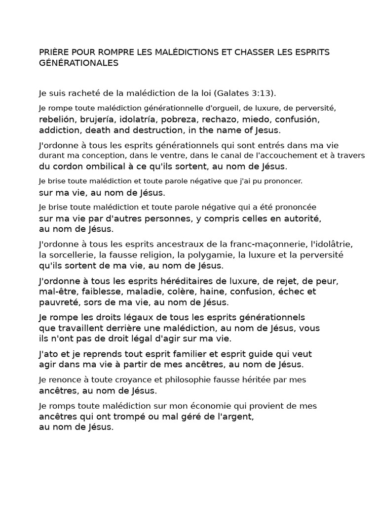 Rompre Malédictions et Esprits Générationnels | PDF | Doctrines et ...