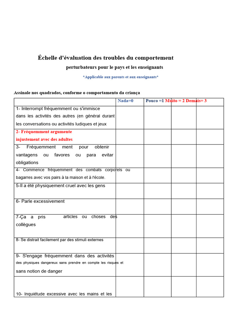 Évaluation des troubles du comportement | PDF | Trouble mental | Santé ...