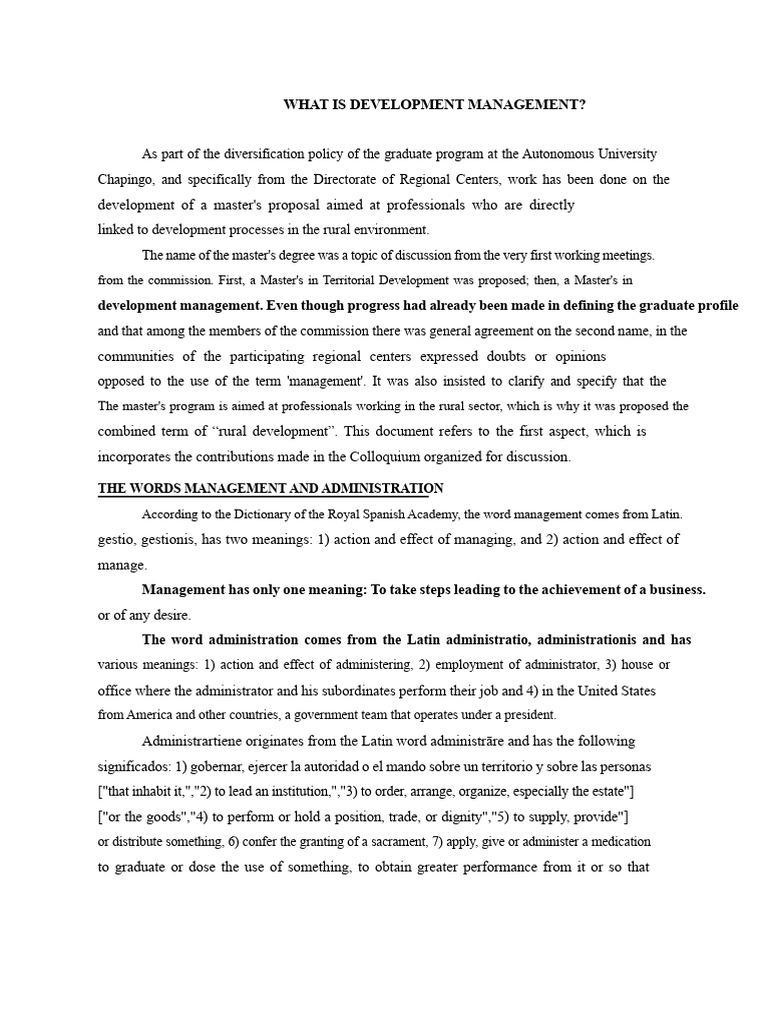 Understanding Development Management | PDF | Evaluation | Project ...