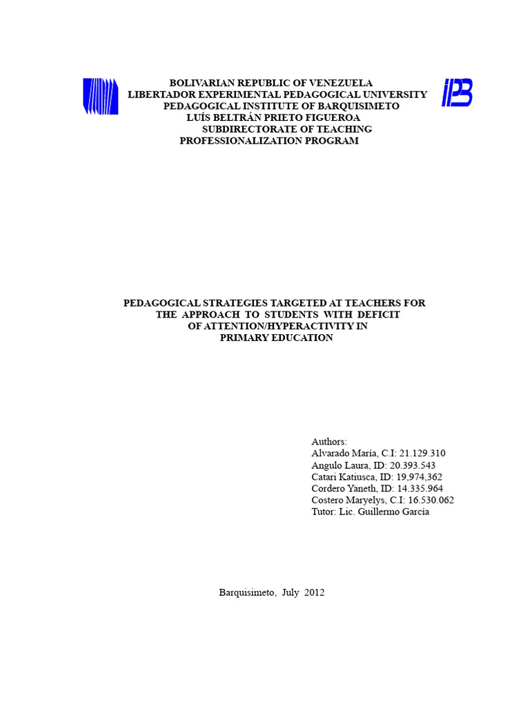 Strategies for Teaching ADHD Students | PDF | Attention Deficit ...