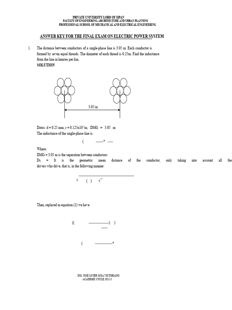 Solution Manual For The Final Exam of Electric Power System | PDF ...