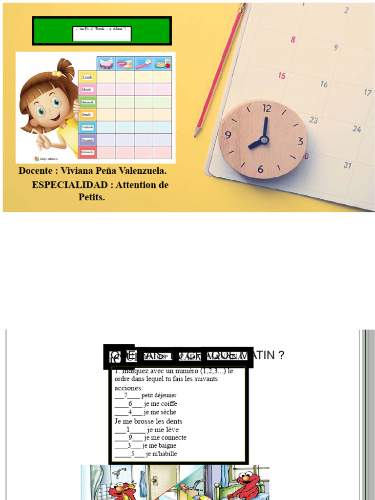 Routine quotidienne des enfants en classe | PDF