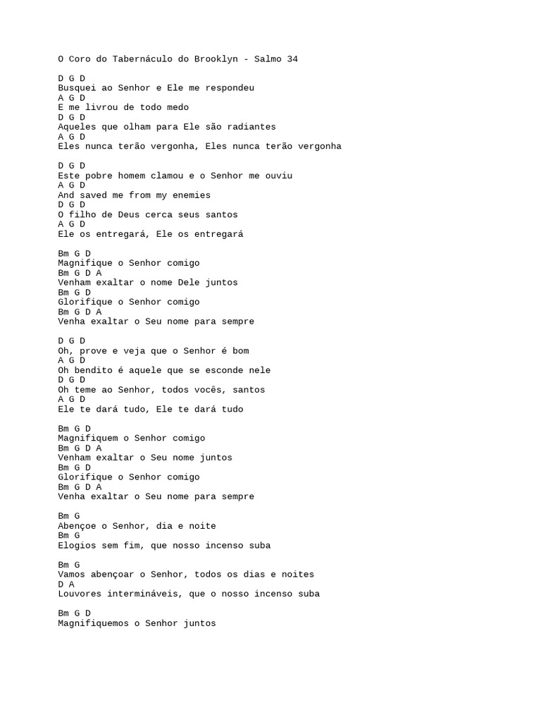Louvor e Acordes de Salmo 34 | PDF