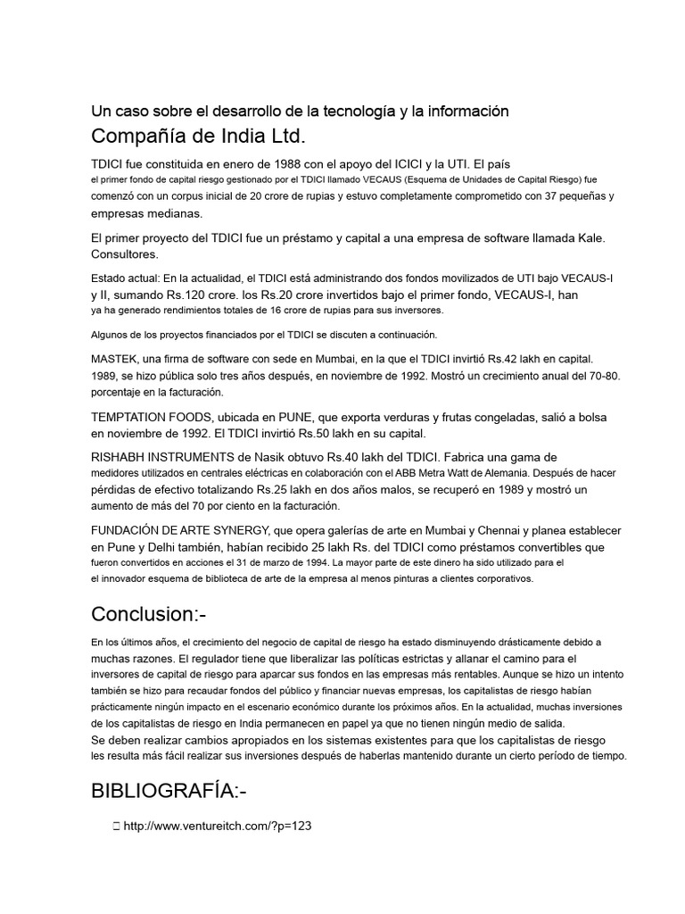 Estudio de Caso Sobre Fondos de Capital de Riesgo en India | PDF ...