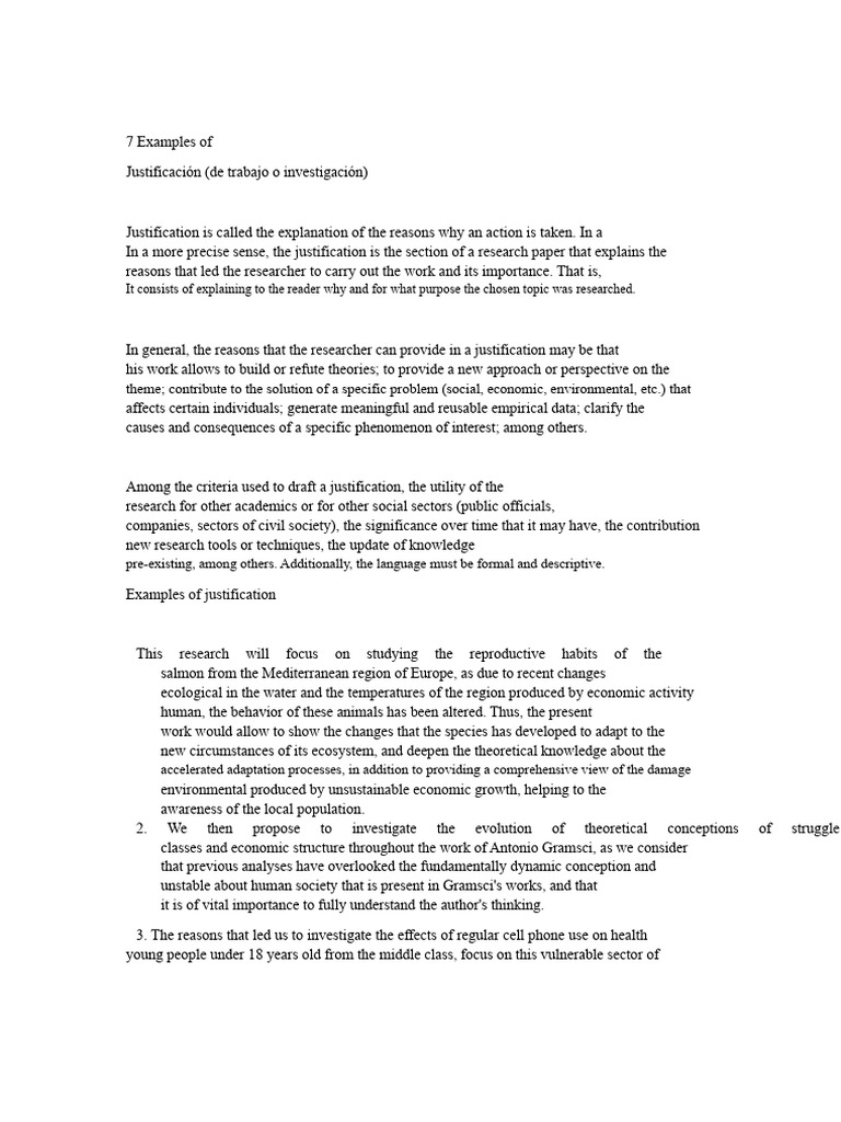 7 Research Justification Examples | PDF | Methodology | Theory