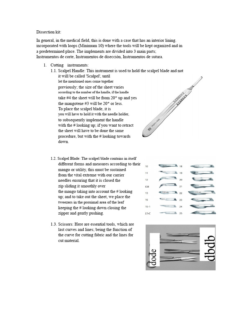 Essential Dissection Kit Instruments Guide | PDF | Surgical Suture