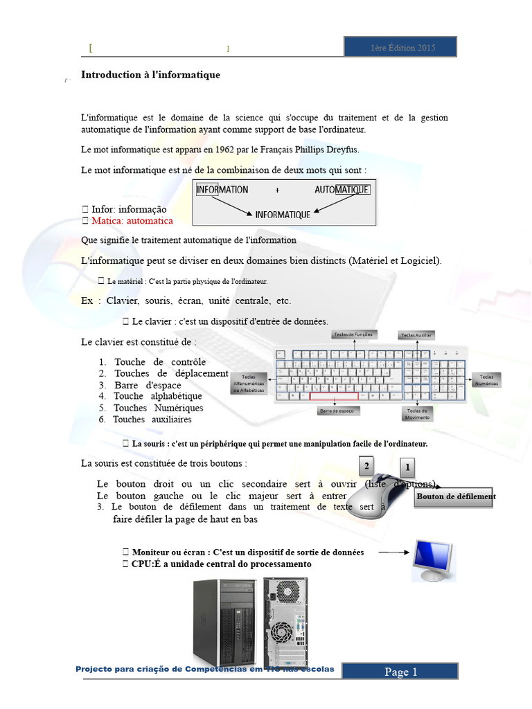 Introduction à l'informatique et Windows | PDF | Informatique | Feuille ...